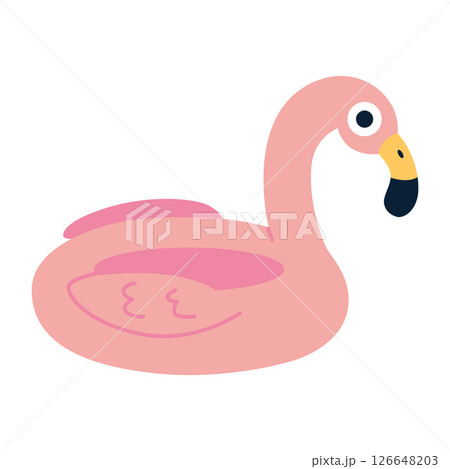 Inflatable flamingo pool float in cute flat style. Fun summer accessory for swimming, beach and vacation vibes, playful design. Trendy modern vector illustration isolated on white, hand drawn Inflatable flamingo pool float in cute flat style. Fun summer accessory for swimming, beach and vacation vibes, playful design. Trendy modern vector illustration isolated on white, hand drawn 126648203