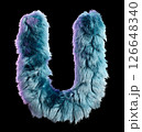 Creative Fur Letter U in Blue Standing on a White Background 126648340