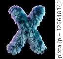 Blue Fur Styled Into Bold Letter X Isolated on White Background 126648341