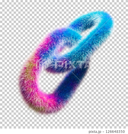 Colorful Abstract Fur-Like Textures in Linked Shapes on White Background 126648350