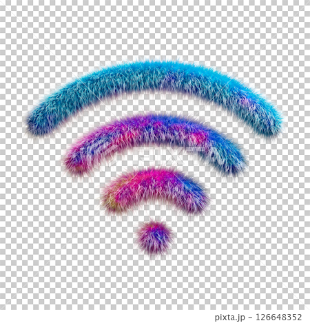 Colorful Abstract Wi-Fi Signal Symbol With Furry Texture on White Background 126648352