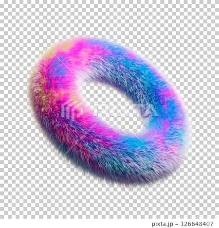 Abstract Colorful Fluffy Torus Shape on White Background 126648407
