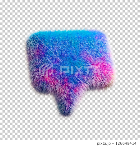 Colorful Furry Texture Shaped as a 3D Speech Bubble on White 126648414