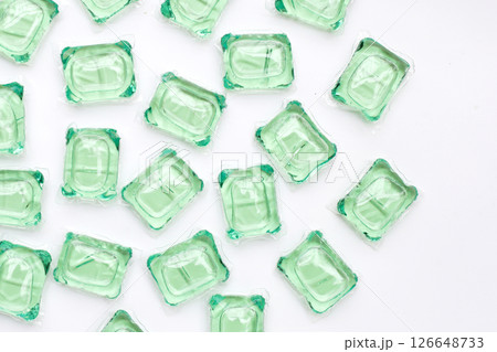 Gel ball laundry detergent, detergent capsule pods 126648733