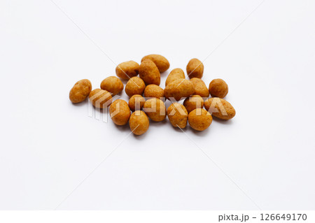 Coconut cream coated peanuts snack Coconut cream coated peanuts snack 126649170