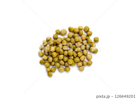 Canned green peas on white background. Canned green peas on white background. 126649201