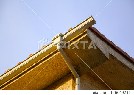 Japanese house rain gutter, rain gutter system 126649236