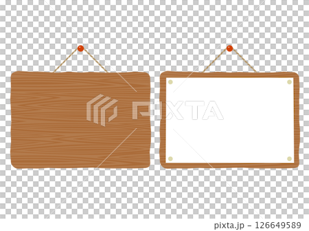 Set of vintage wooden square hanging signboard illustrations 126649589