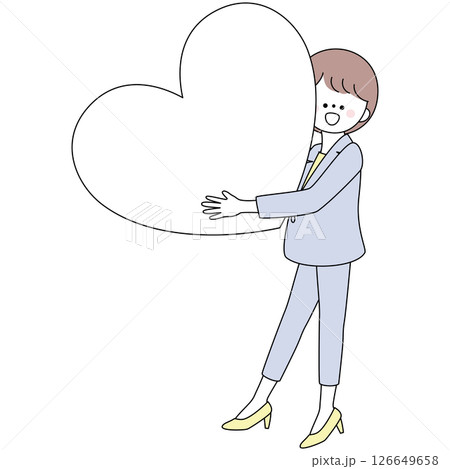 ハートのフレームを持つスーツの女性のイラスト2 126649658