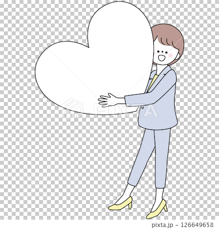 ハートのフレームを持つスーツの女性のイラスト2 126649658