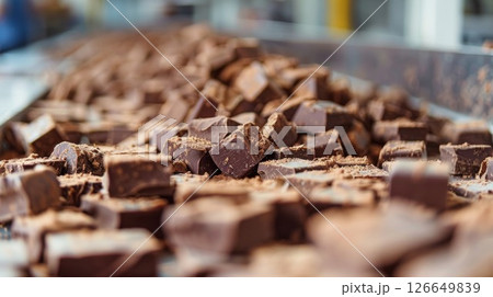 Defocused view of chocolate chunks waiting to be sampled 126649839