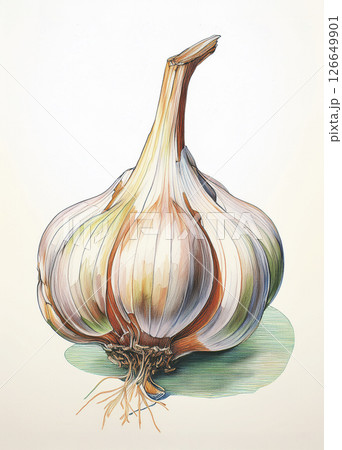 Generative AI illustration of garlic head isolated on white background. Concept of healthy eating 126649901