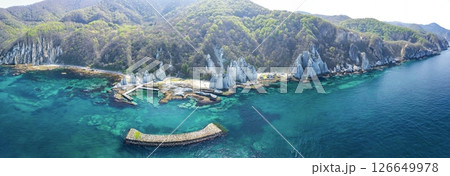 空撮「青森県」神秘的な風景が広がる仏ヶ浦 佐井村 空撮「青森県」神秘的な風景が広がる仏ヶ浦 佐井村 126649978