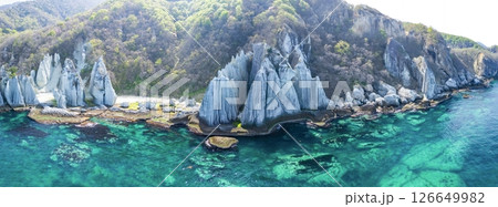空撮「青森県」神秘的な風景が広がる仏ヶ浦 佐井村 空撮「青森県」神秘的な風景が広がる仏ヶ浦 佐井村 126649982