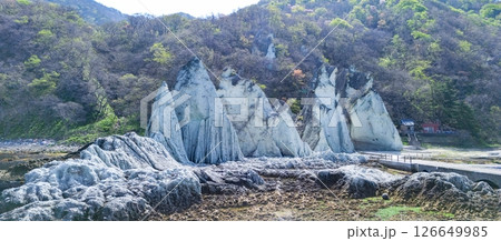 空撮「青森県」神秘的な風景が広がる仏ヶ浦 佐井村 空撮「青森県」神秘的な風景が広がる仏ヶ浦 佐井村 126649985