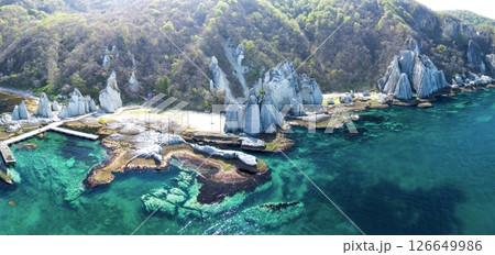 空撮「青森県」神秘的な風景が広がる仏ヶ浦　佐井村 126649986