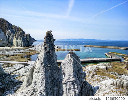 空撮「青森県」神秘的な風景が広がる仏ヶ浦　佐井村 126650000