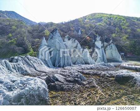 空撮「青森県」神秘的な風景が広がる仏ヶ浦　佐井村 126650007