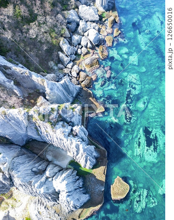 空撮「青森県」神秘的な風景が広がる仏ヶ浦　佐井村 126650016