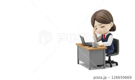 頭痛に悩む女性のイラストのフィギア 126650669