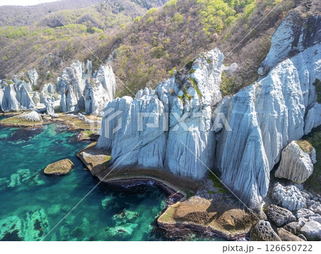 空撮「青森県」神秘的な風景が広がる仏ヶ浦 佐井村 空撮「青森県」神秘的な風景が広がる仏ヶ浦 佐井村 126650722