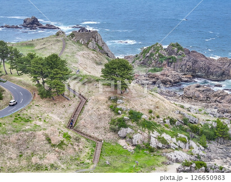 空撮「青森県」種差海岸・葦毛崎展望台の風景 八戸市 空撮「青森県」種差海岸・葦毛崎展望台の風景 八戸市 126650983