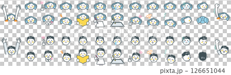A collection of elementary school student facial expressions - A stock illustration set that can be used for education 126651044