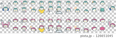 A collection of elementary school student facial expressions - A stock illustration set that can be used for education A collection of elementary school student facial expressions - A stock illustration set that can be used for education 126651045