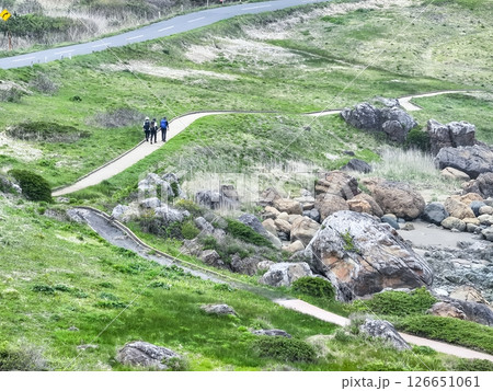 空撮「青森県」みちのく潮風トレイルの美しい風景　青森県 126651061