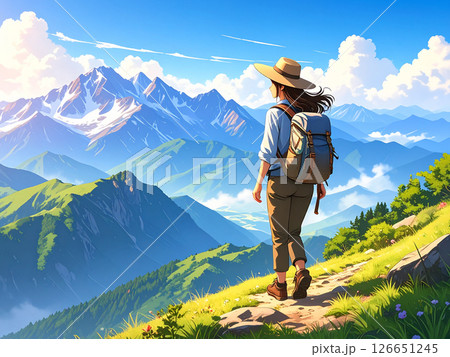 登山 トレッキング 女性 登山 トレッキング 女性 126651245