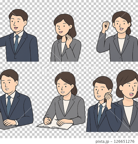 6 幅用於簡報和辦公室的商務人士插圖 126651276