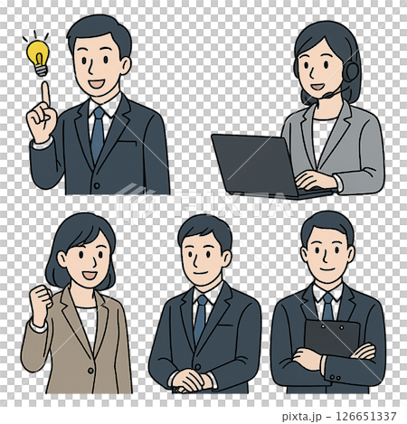 5 幅商務人士插畫集（透明 PNG） 126651337