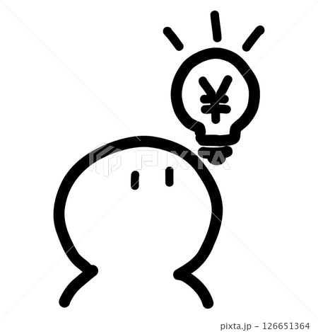 お金や仕事に関するシンプルで可愛い棒人間イラスト / Simple and Cute Stick  126651364