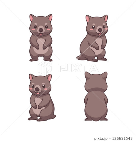 Cute wombat cartoon vector illustrations for t-shirt and cup print designs ideal projects Cute wombat cartoon vector illustrations for t-shirt and cup print designs ideal projects 126651545
