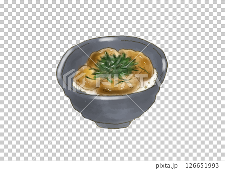 水彩手繪風格黃尾魚炸肉排碗 水彩手繪風格黃尾魚炸肉排碗 126651993