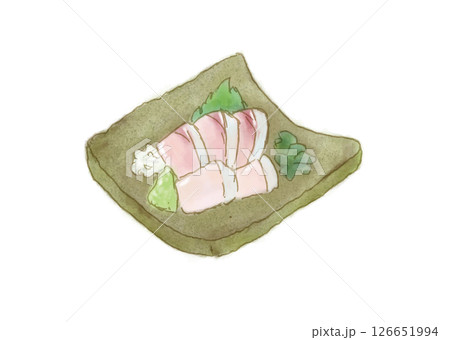 水彩手書き風ブリのお刺身 126651994