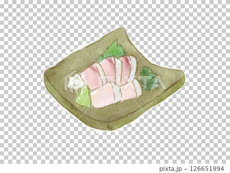 水彩手書き風ブリのお刺身 126651994