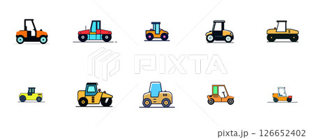 Collection of Road Rollers for Construction Work 126652402