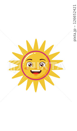 Smiling Sun with Happy Face and Yellow Rays Vector Illustration for Kids Design Smiling Sun with Happy Face and Yellow Rays Vector Illustration for Kids Design 126652421