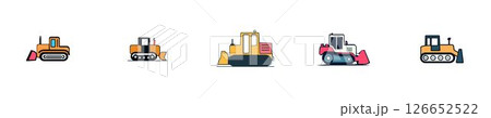 Various Bulldozers for Construction and Earthmoving 126652522