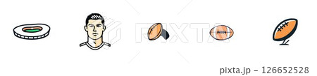 American Football Sports Equipment and Player Icons 126652528