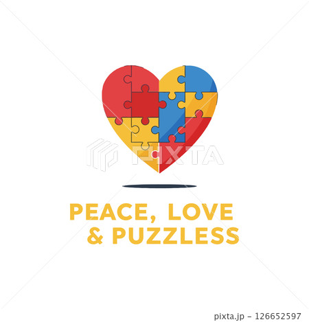 Heart shaped colorful puzzle pieces vector illustration for t-shirt print and graphic projects 126652597