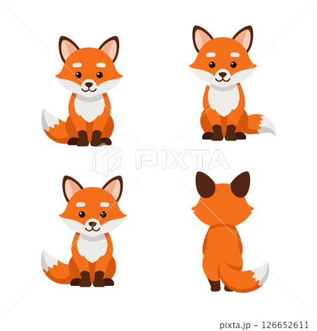 Cute fox sitting and standing cartoon vector illustration for tshirt and cup print projects Cute fox sitting and standing cartoon vector illustration for tshirt and cup print projects 126652611