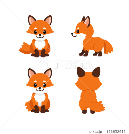 Cute fox cartoon character set for t-shirt and cup print vector illustration design Cute fox cartoon character set for t-shirt and cup print vector illustration design 126652613