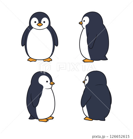 Cute penguin vector illustrations for t-shirt and mug print projects in multiple poses Cute penguin vector illustrations for t-shirt and mug print projects in multiple poses 126652615