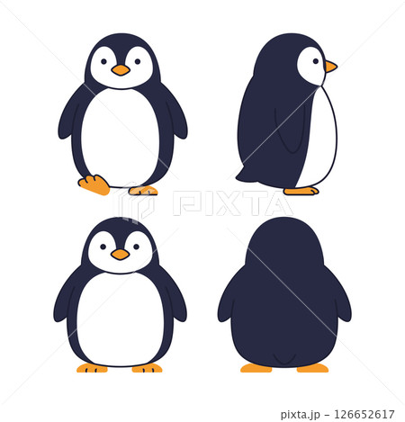 Cute penguin vector collection ideal for t-shirt prints and similar projects in flat design style 126652617