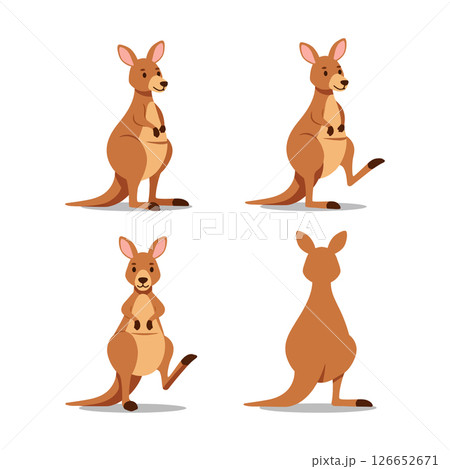 Kangaroo cartoon vector illustrations for t-shirt printing and creative projects design ideas 126652671