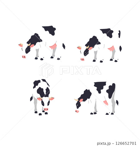 Holstein cow vector illustrations set for t-shirt printing and graphic projects design Holstein cow vector illustrations set for t-shirt printing and graphic projects design 126652701