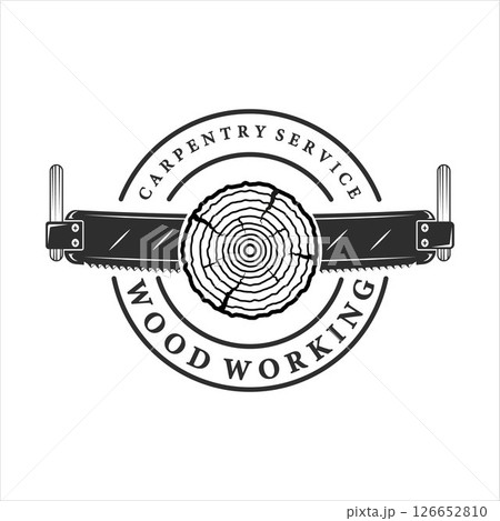 wood saw logo vintage vector illustration template icon design. carpentry equipment for professional carpenter worker with typography style retro logo concept industry wood saw logo vintage vector illustration template icon design. carpentry equipment for professional carpenter worker with typography style retro logo concept industry 126652810