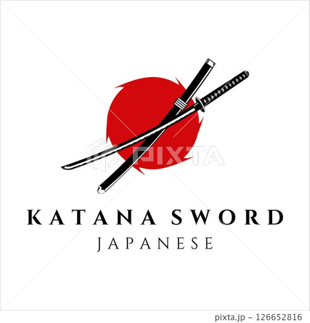 katana sword logo vintage vector illustration template design. simple modern japanese sword of katana logo concept icon emblem illustration vector design 126652816